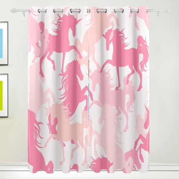 Coolnut Unicorn Camouflage Blackout Curtain for Bedroom, 2 Panels Thermal Insulated Blackout Drapes Long Darkening Curtains with Grommets,55"x 72"
