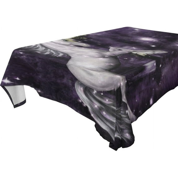 Coolnut Unicorn In Nebula Sky Tablecloth Modern Table Cover for Home Decoration, Spill Proof Cloth Washable for Dinner Picnic, 60"x108"
