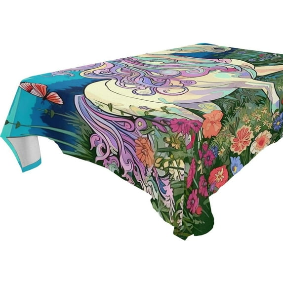 Coolnut Unicorn Rectangle Tablecloth Waterproof Polyester Table Clothative Stain Resistant & Wrinkle Resistant Washable Table Cover for Dining Table/Party/Camping 60x120 Inch Decor Gift