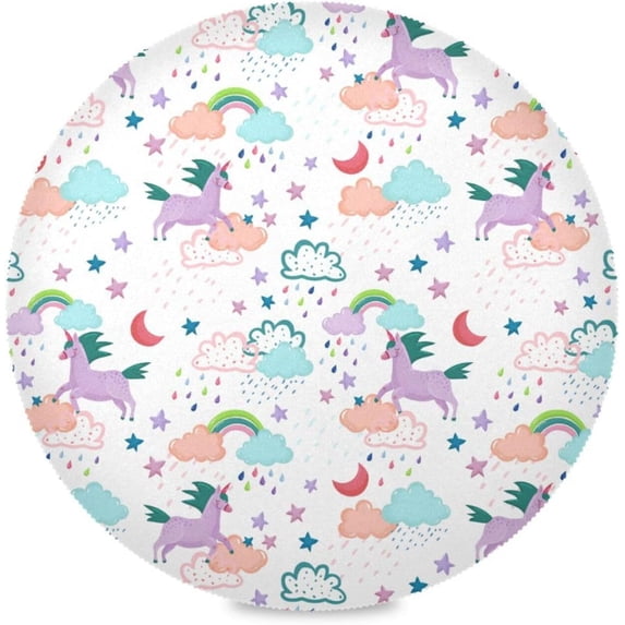 Coolnut Unicorn Round Placemats Waterproof Non-Slip Washable Place Mats Polyester Table Mats Set of 1 Heat Resistant for Home Kitchen Holiday Party Home Decor Gifts