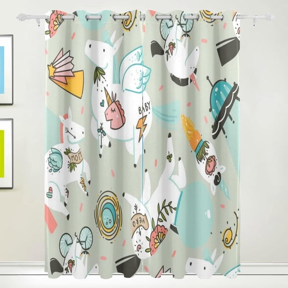 Coolnut Unicorns Blackout Curtain for Bedroom, 2 Panels Thermal Insulated Blackout Drapes Long Darkening Curtains with Grommets,55"x 84"