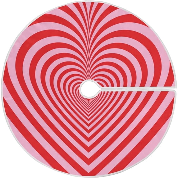 Coolnut Valentine's Day Heart Christmas Tree Skirt Home Decoration Large Round Christmas Tree Skirt for Holiday Party Home Christmas Day Ornaments,35.4"