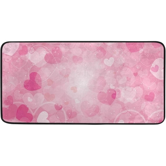 Coolnut Valentine's Day Love Heart Kitchen Rug, 39"x20" Non-Slip Bath Rugs, Anti Fatigue Runner Comfort Floor Mat for Kitchen Washroom Bedroom