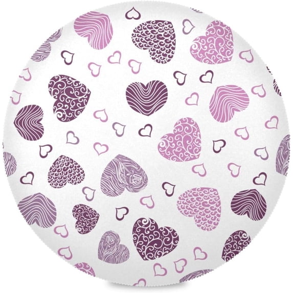 Coolnut Valentine's Day Love Heart Round Placemats Waterproof Non-Slip Washable Place Mats Polyester Table Mats Set of 6 Heat Resistant for Home Kitchen Holiday Party Home Decor Gifts