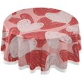 thumbnail image 1 of Coolnut Valentine's Day Love Heart Round Tablecloth, Washable Oil Proof Table Cover for Kitchen Holiday Party Wedding Picnic Decoration, 1 of 7