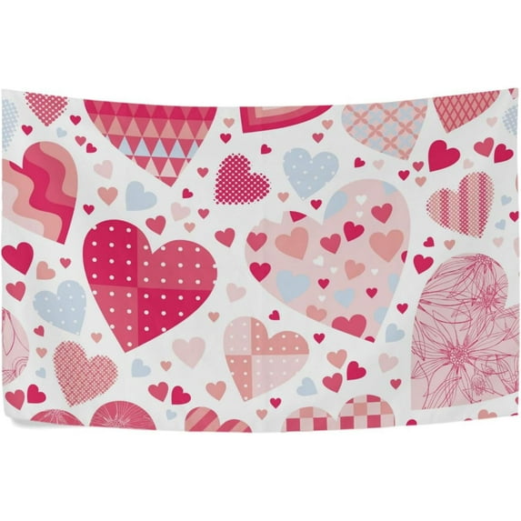 Coolnut Valentine's Day Love Heart Tapestry Washable Polyester Art Wall Hanging Blanket for Living Room Bedroom Dorm Party, 60 x 40 Inch Home Decor Gifts