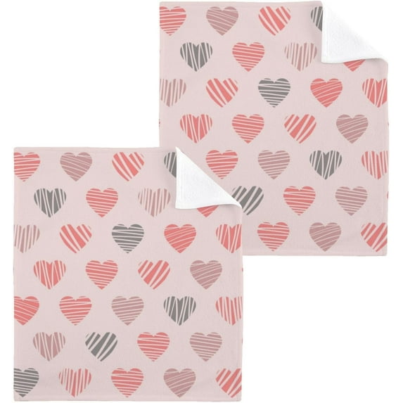 Coolnut Valentine's Day Love Heart Washcloths 6 Pack, Highly Absorbent Soft Cotton Fingertip Towels for Bathroom, Kitchen, Gym, Spa, Home Decor, 12 x 12 Inch Washcloth Gift