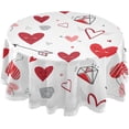 thumbnail image 1 of Coolnut Valentine's Day Round Tablecloth, Lovely Hearts and Arrow Gems Lace Round Table Cloth Water Resistant Spill Proof Large Table Cover for Valentine's Day Romantic Dinner Decorate, 60", 1 of 7