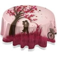 thumbnail image 1 of Coolnut Valentine's Day Round Tablecloth, Romantic Lover Under The Tree Lace Round Table Cloth Water Resistant Spill Proof Large Table Cover for Valentine's Day Romantic Dinner Decorate, 60", 1 of 7