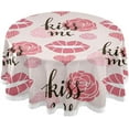 thumbnail image 1 of Coolnut Valentine's Day Round Tablecloth,Sexy Red Lips and Roses Lace Round Table Cloth Water Resistant Spill Proof Large Table Cover for Valentine's Day Romantic Dinner Decorate 60 in, 1 of 7