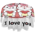 thumbnail image 1 of Coolnut Valentine's Day Round Tablecloth, Valentine's Day Cute Bunny Round Table Cloth Water Resistant Spill Proof Large Table Cover for Valentine's Day Romantic Dinner Decorate, 60", 1 of 7