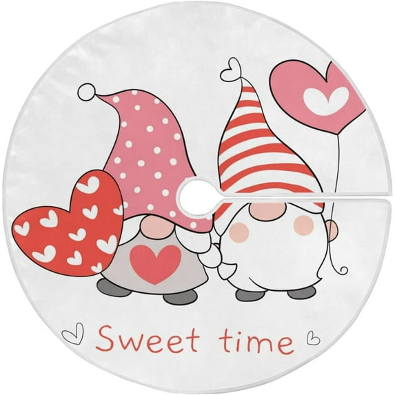 Coolnut Valentine's Day Tree Skirt Home Decoration Large Round Gnome Christmas Tree Skirt for Holiday Party Home Christmas Day Ornaments,35.4"