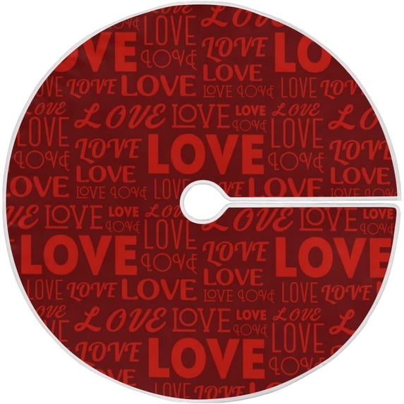 Coolnut Valentine's Day Love Heart Tree Skirt Double Layers Xmas Tree Skirts, Valentine's Day Holiday Party Indoor Outdoor Home Office Ornaments, 36"