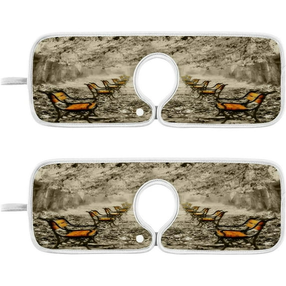 Coolnut Vintage Autumn Park Sink Splash Guard for Faucet 2 Packs Faucet Absorbent Mats, Red Benches Faucet Handle Drip Catcher Quickly Drying Mat for Kitchen Counter Bathroom RV, 14.9"x5.5"