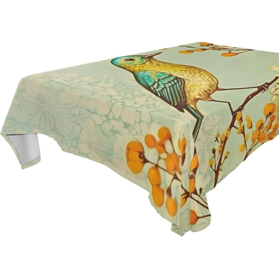 Coolnut Vintage Bird Rectangle Tablecloth Waterproof Polyester Table Clothative Stain Resistant & Wrinkle Resistant Washable Table Cover for Dining Table/Party/Camping 60x60 Inch Decor Gift