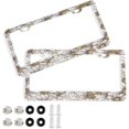thumbnail image 1 of Coolnut Vintage Daisy License Plate Frame 2 Pack 2 Holes Car Aluminum License Plate Holder Automotive Parts Decoration Universal with Screw Caps Cover, 1 of 7