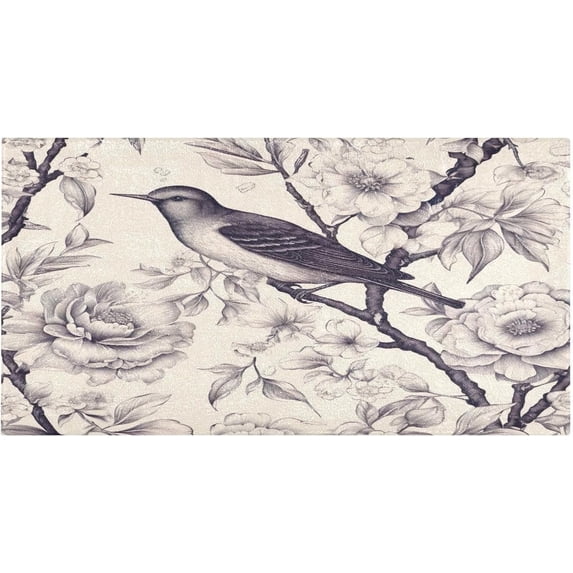 Coolnut Vintage Floral Birds Bath Mat, Dry Quickly Non Slip Absorbent Bath Rug, Soft Living Room Bedroom Home Floor Mats, Bath Mats for Bathroom, Tub and Shower 20" x 39" Home Decor