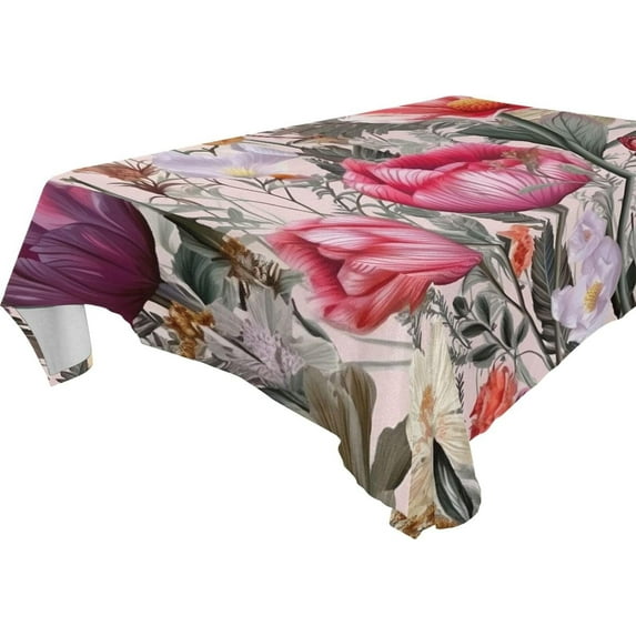 Coolnut Vintage Floral Rectangle Tablecloth Waterproof Polyester Table Clothative Stain Resistant & Wrinkle Resistant Washable Table Cover for Dining Table/Party/Camping 60x120 Inch Decor Gift