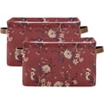 thumbnail image 1 of Coolnut Vintage Flower Foldable Storage Basket for Shelves, Collapsible Sturdy Storage Bin with Handles, Canvas Storage Cube for Organizing Closet 2PCS Decor Gifts, 1 of 7