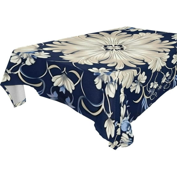 Coolnut Vintage Ornamental Floral Rectangle Tablecloth Waterproof Table Clothative Stain Resistant & Wrinkle Resistant Washable Table Cover for Dining Table/Party/Camping 60x120 Inch Decor Gift