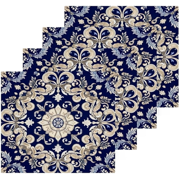Coolnut Vintage Ornamental Floral Washcloths, Soft and Absorbent Cotton Towel, 4 Pack 12 X 12 Inches Premium Quick Dry Face Towel Wash cloth