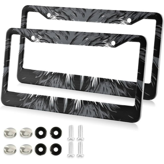 Coolnut Vintage Owl Eyes License Plate Frames - Universal Aluminum License Plate Covers with Screws, 2 Pack Holder Car Accessories for Front and Rear Plates Home Decor