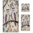 thumbnail image 1 of Coolnut Vintage Owls Bathroom Towel Set of 3 with Hand Towel, Wash Cloths & Bath Towel, Extra Aborbent Soft Towels Set Decor for Bathing Home Shower Wash cloth, 1 of 7