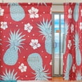 thumbnail image 1 of Coolnut Vintage Pineapple with Flowers Sheer Gauze Door Curtain Window Curtain Drapes for Living Room Kids Bedroom Window Treatment Decor W55 x L84 In 2 Panels, 1 of 3