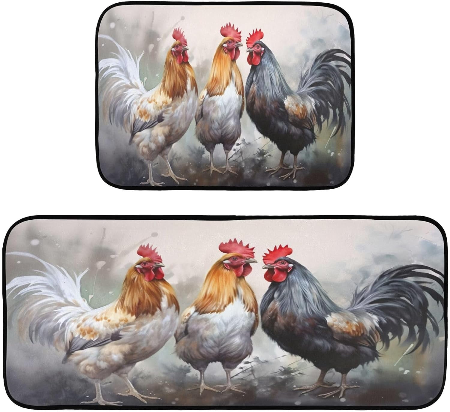 Coolnut Vintage Rooster Kitchen Rug Set of 2 Non Slip Washable