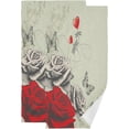 thumbnail image 1 of Coolnut Vintage Roses Butterflies Hand Towels for Bathroom, Retro Valentine Kitchen Towel 2 PCS Ultra Soft and Highly Absorbent Decorative Fingertip Face Bath Towels for Spa & Hotel, 28.3"x 14.4", 1 of 4