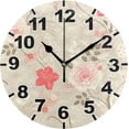 thumbnail image 1 of Coolnut Vintage Roses Round Wall Clock, Battery Operated Silent Non Ticking Desk Clock for Home Bedroom Kitchen Office School Wall Clock 9.9 Inch Home Decor, 1 of 6
