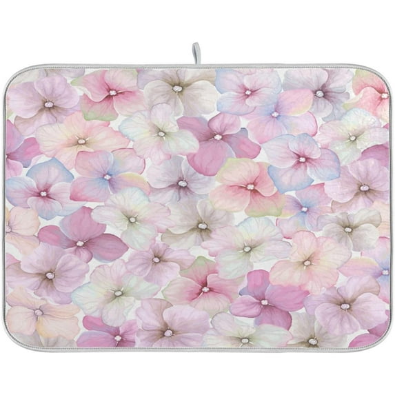 Coolnut Vintage Watercolor Flowers Kitchen Dish Drying Mat, 16'' x 18'' Super Absorbent Dish Drying Mat for Kitchen, Sink, Dining Table Home Decor