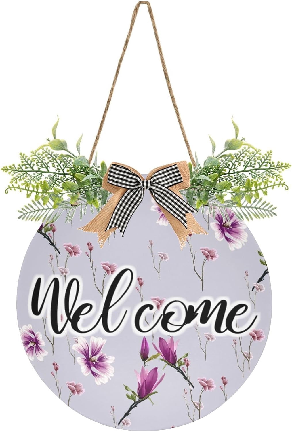 Welcome Violet Coolnut Violet Flowers Front Door Round, Hanging Welcome Sign, Front ...