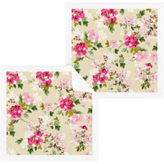Coolnut Violet Roses Wash Cloths 6 Pack - 12 x 12 Inch Super Soft Washcloths for Your Face and Body - 100% Cotton Highly Absorbent Baby Face Towel Washcloth Gift