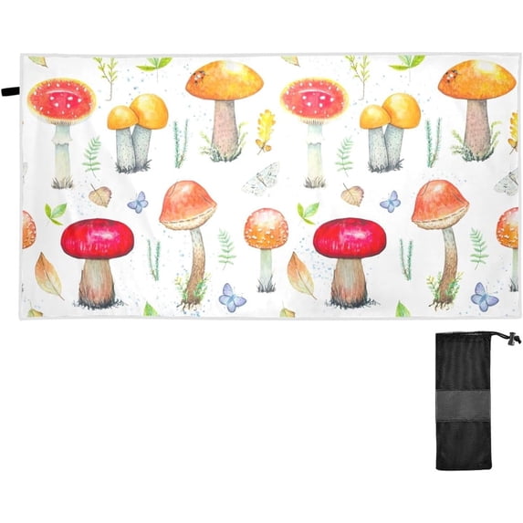 Coolnut Vivid Forest Mushroom Beach Towel Fast Drying Camping Towels Sand Free Beach Blanket Soft Absorbent Travel Sport Towel for Gym Bath Shower Swimming 30" x 60" Washcloth Gift
