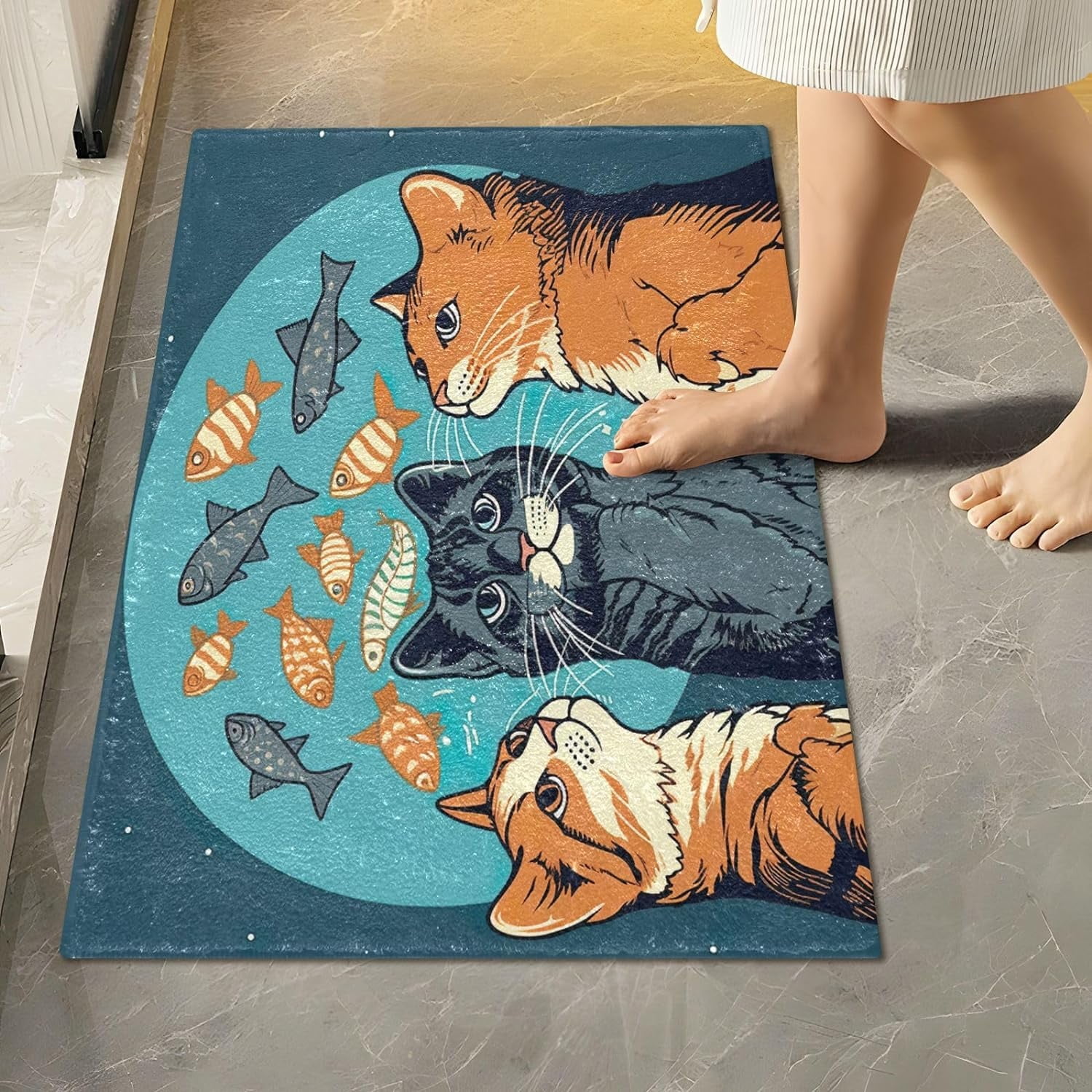 Cat Rug Mat Coolnut Voracious Cats Toilet Rugs U-Shaped Absorbent Non-Slip Bath Rug ...