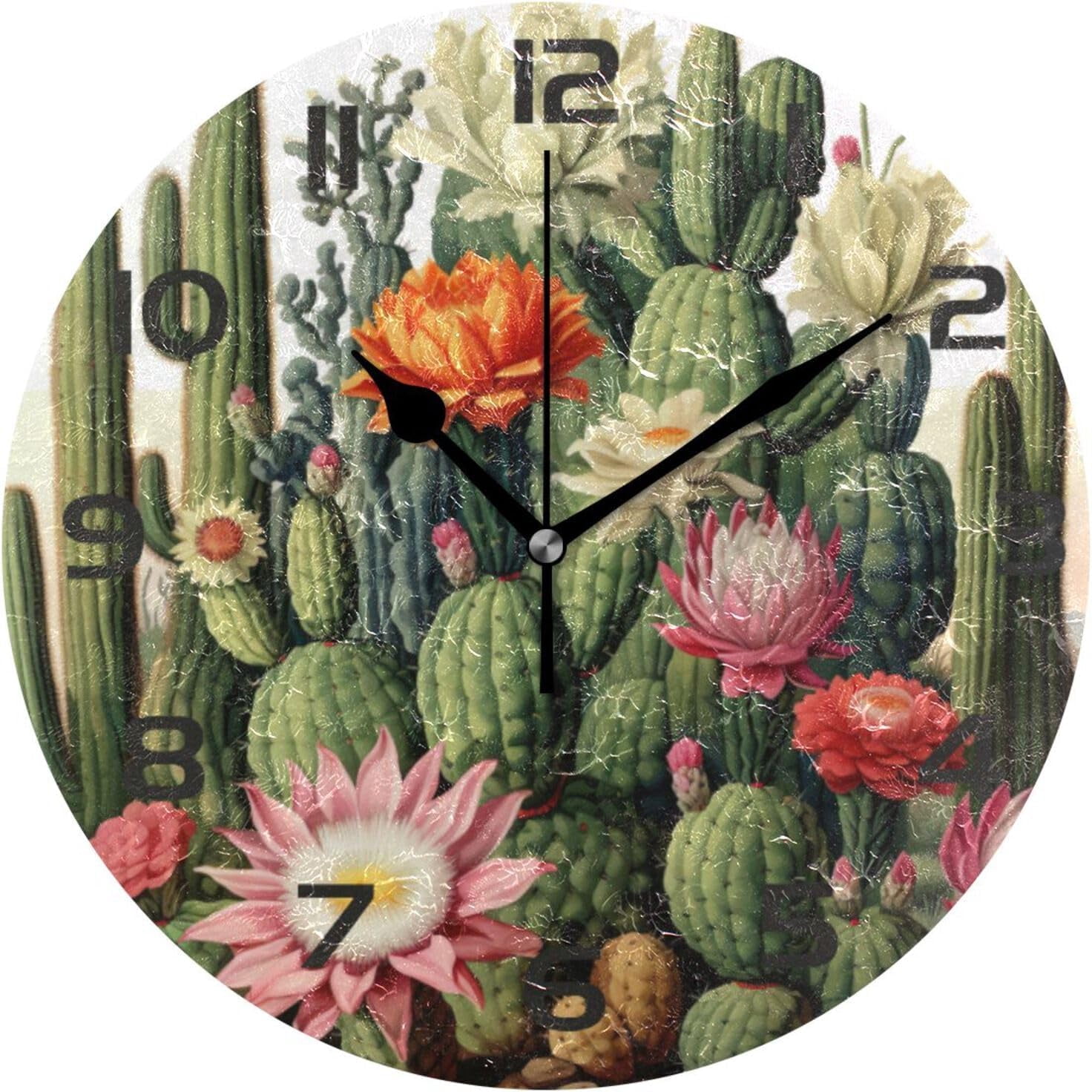 Coolnut Wall Clock Cactus Plant 10 Inch Silent Non Ticking Quality ...