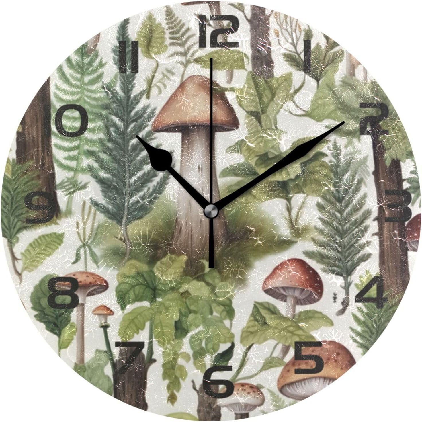 Coolnut Wall Clock Watercolor Flowers 10 Inch Silent Non Ticking ...