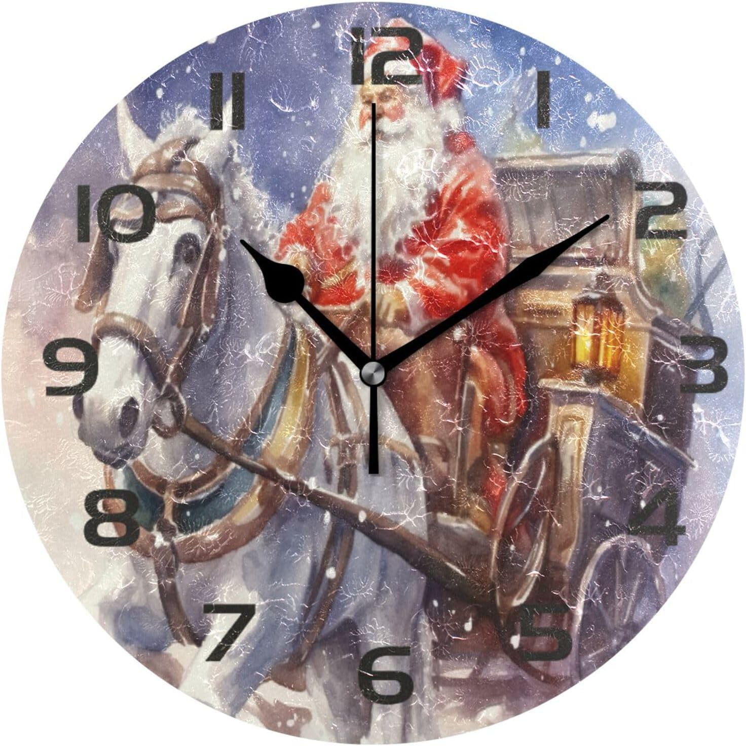 Coolnut Wall Clock Watercolor Santa Claus 10 Inch Silent Non Ticking ...