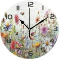 thumbnail image 1 of Coolnut Wall Clock Wildflowers 10 Inch Silent Non Ticking Quality Quartz Battery Operated Digital Round Easy to Read for Home Office Kitchen Home Decor, 1 of 7