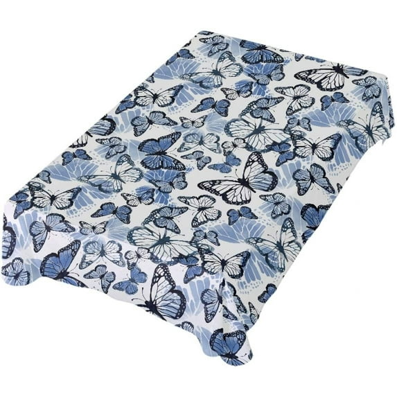 Coolnut Watercolor Art Gentle Blue Butterfly Rectangle Tablecloth 60" x 90", Waterproof Oil and Spill Proof Square Table Cloth for Dinning Table, Buffet Table, Wedding & More Decor Gift