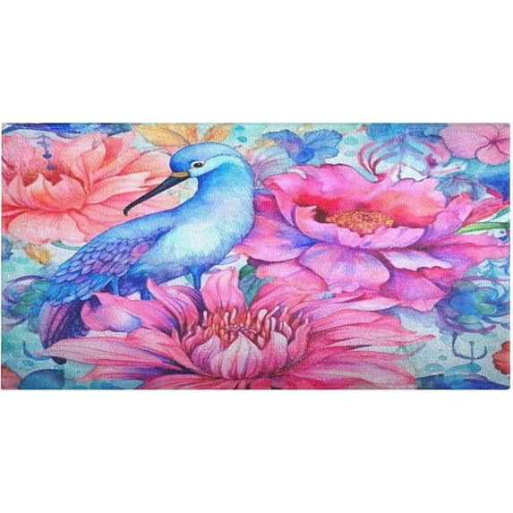 Coolnut Watercolor Blue Birds Bath Mat, Dry Quickly Non Slip Absorbent Bath Rug, Soft Living Room Bedroom Home Floor Mats, Bath Mats for Bathroom, Tub and Shower 20" x 39" Home Decor