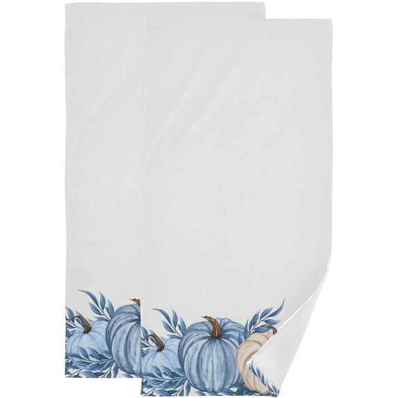 Coolnut Watercolor Blue Pumpkin Hand Towels 2 PCS, Ultra Soft and Highly Absorbent, Fall Autumn Element Decorative Fingertip Towel for Home, Bathroom, Kitchen, 28.3"x14.4"