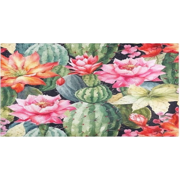 Coolnut Watercolor Cactus Bath Mat, Dry Quickly Non Slip Absorbent Bath Rug, Soft Living Room Bedroom Home Floor Mats, Bath Mats for Bathroom, Tub and Shower 20" x 39" Home Decor