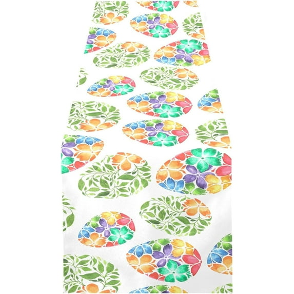 Coolnut Watercolor Easter Egg Table Runner - 14x108 Inch Soft Fabric Table Runner, Heat-Resistant for Kitchen, Dining, Holiday House Decor