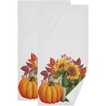 thumbnail image 1 of Coolnut Watercolor Fall Pumpkin Hand Towels 2 PCS, Ultra Soft and Highly Absorbent, Autumn Sunflowers Decorative Fingertip Towel for Home, Bathroom, Kitchen, 28.3"x14.4", 1 of 4