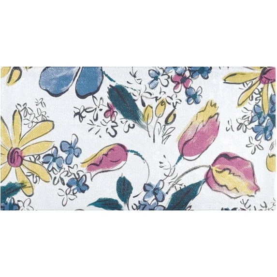 Coolnut Watercolor Flower Bathroom Rugs Bath Mat 39 x 20 Inch Non-Slip Extra Soft and Absorbent Shaggy Bath Carpet for Tub, Shower, Bathroom Home Decor