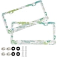 thumbnail image 1 of Coolnut Watercolor Leaves License Plate Frame 2 Pack 2 Holes Car Aluminum License Plate Holder Automotive Parts Decoration Universal with Screw Caps Cover, 1 of 7