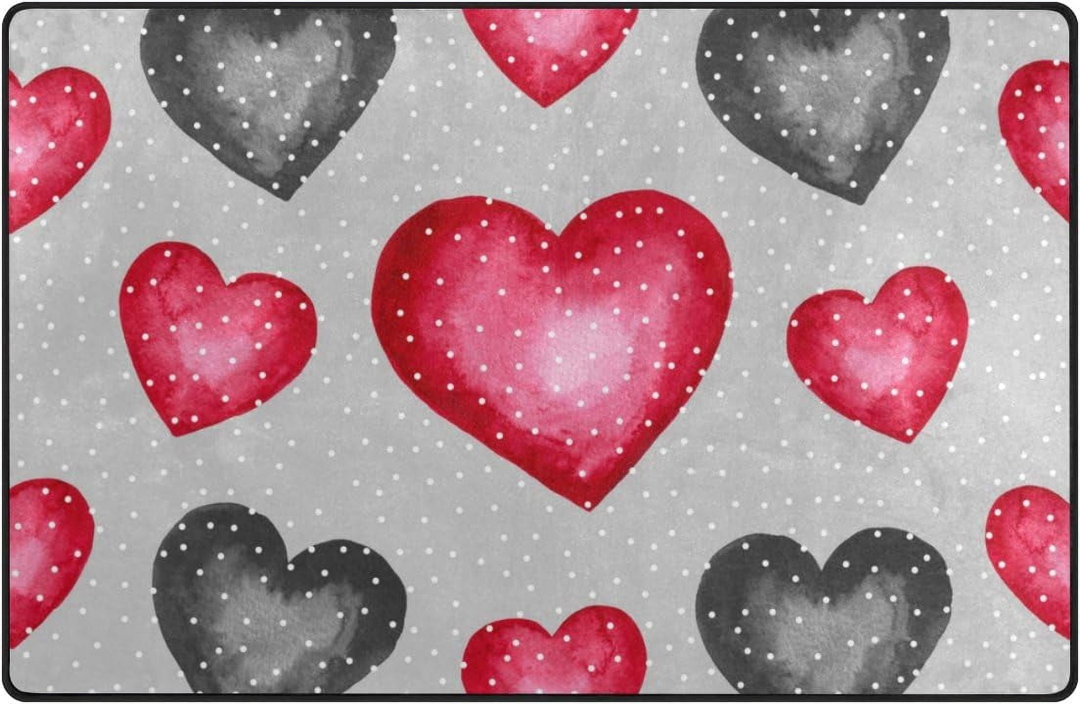 Coolnut Watercolor Love Heart Area Rug Pad 20 x 31 Inch, 100% Light ...