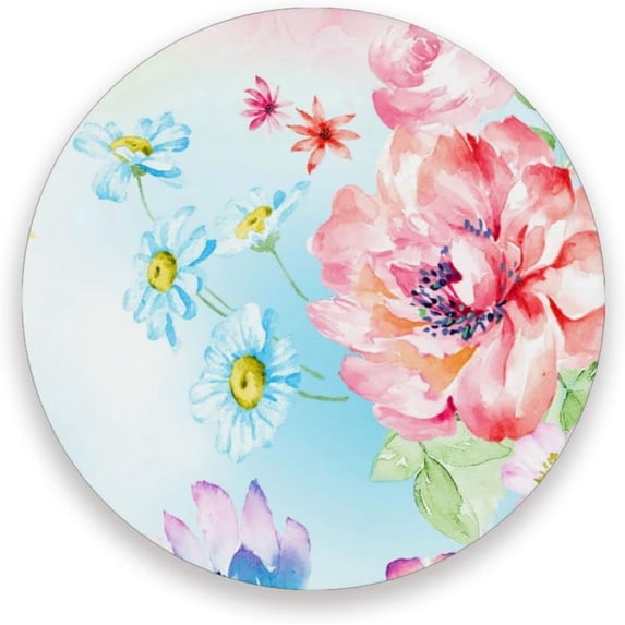 Coolnut Watercolor Peony Flower Coasters for Drinks Set of 2, Absorbent Ceramic Drink Coaster with Cork Base for Wooden Coffee Table, Cool Housewarming Gift for Home Decor Gifts